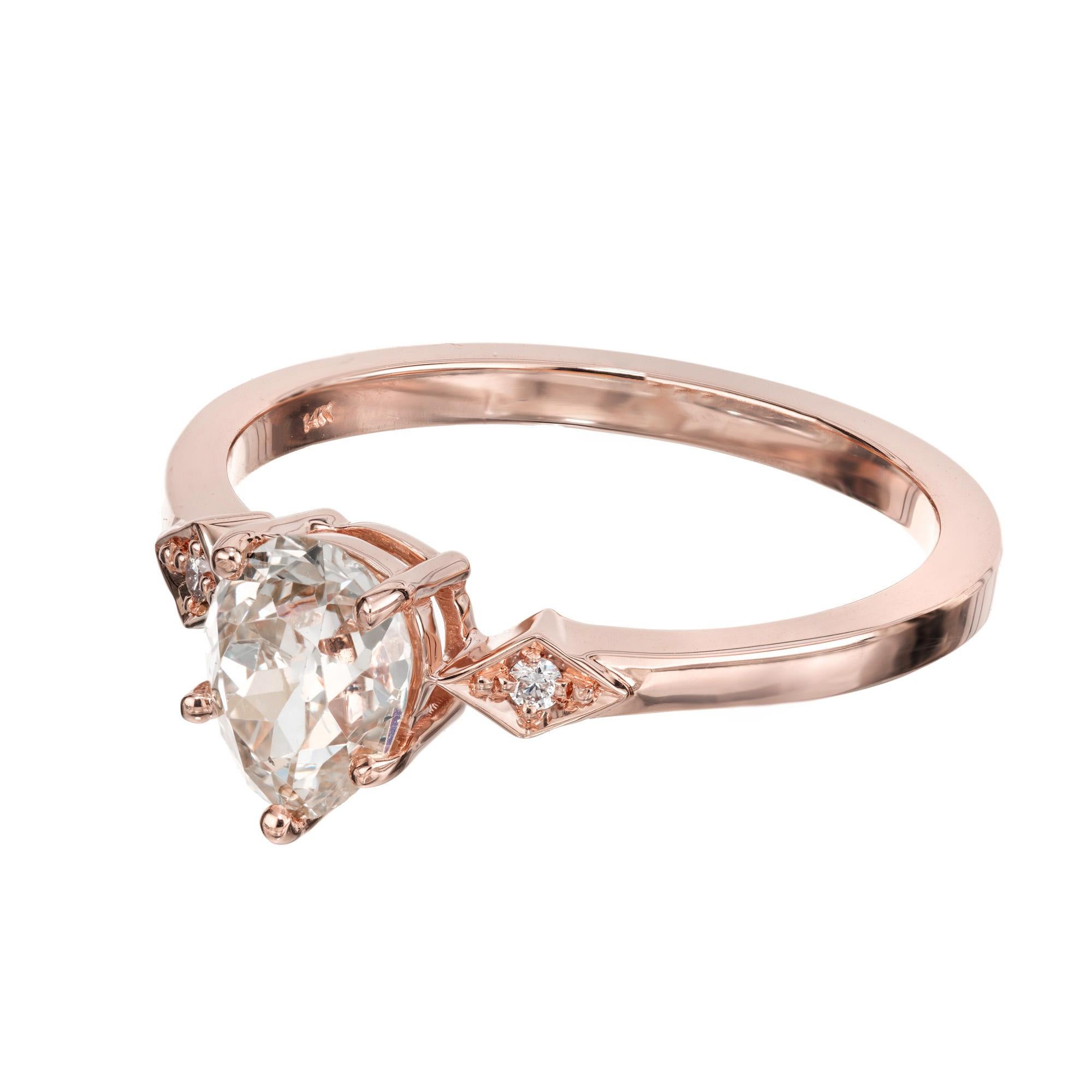 Pear Cut Peter Suchy 1.00 Carat Diamond Rose Gold Engagement Ring For Sale