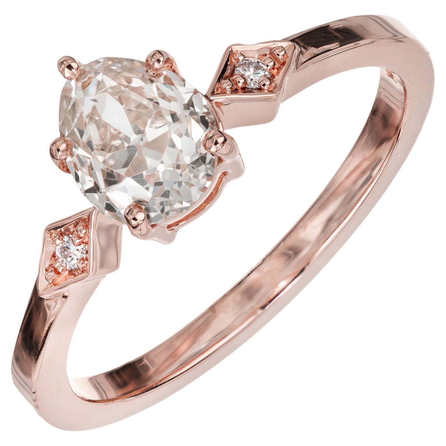 Peter Suchy, bague de fiançailles en or rose avec diamant de 1,00 carat en vente