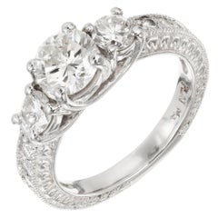 Peter Suchy 1.00 Carat Round Diamond Three-Stone Platinum Engagement Ring