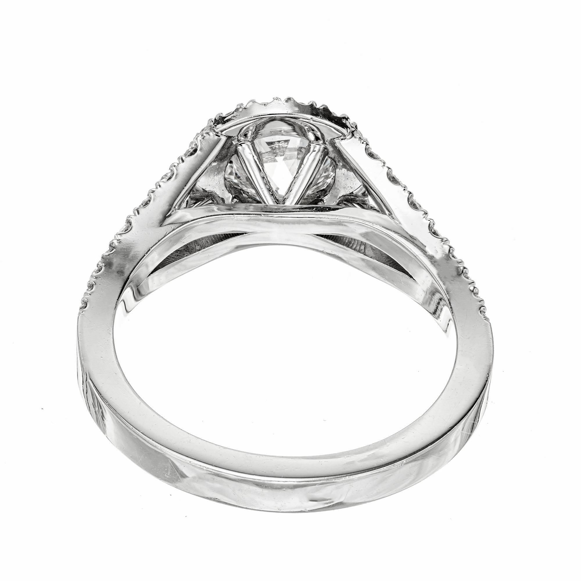 Peter Suchy 1.00 Carat GIA Cert Diamond Platinum Halo Engagement Ring For Sale 1