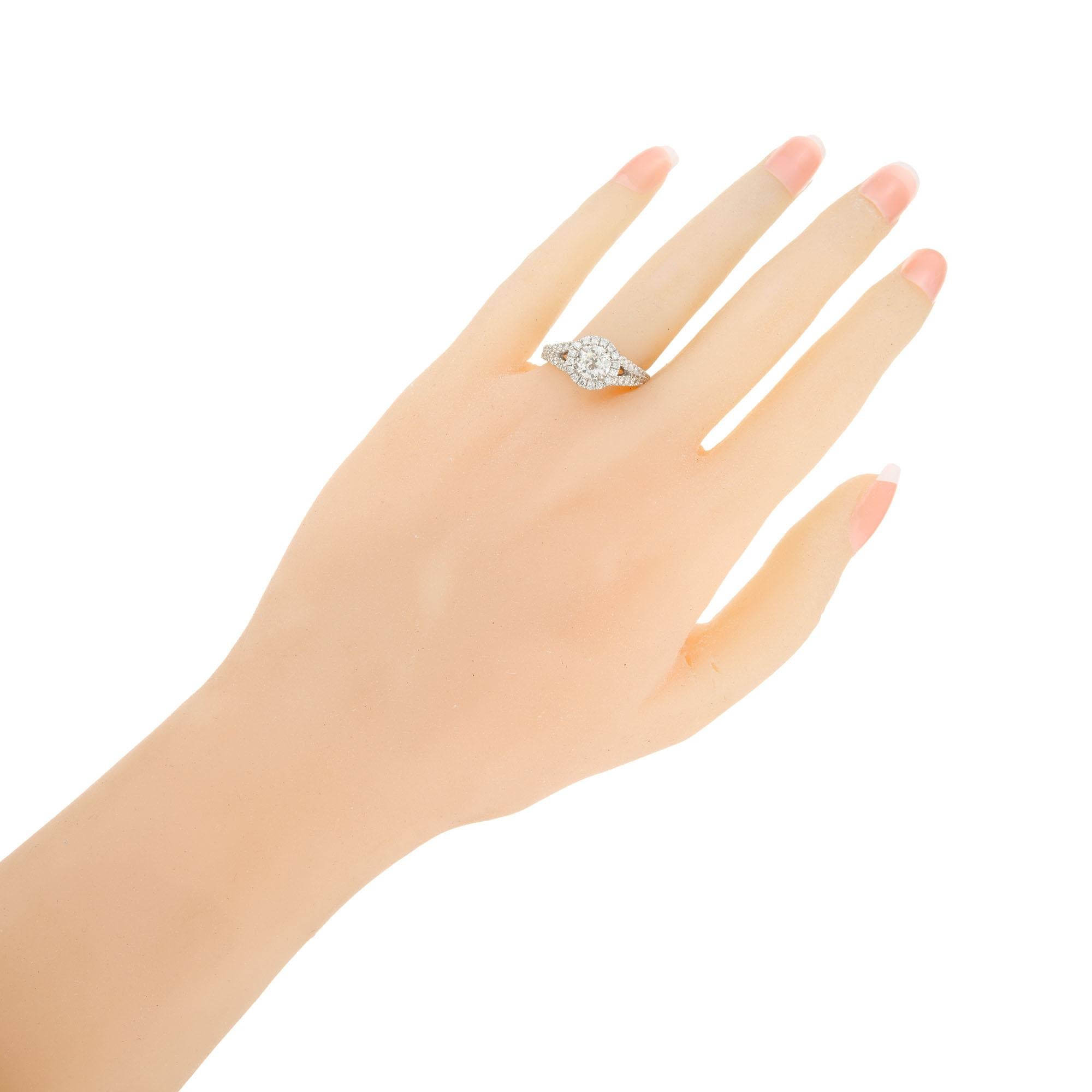Peter Suchy 1.00 Carat GIA Cert Diamond Platinum Halo Engagement Ring For Sale 3