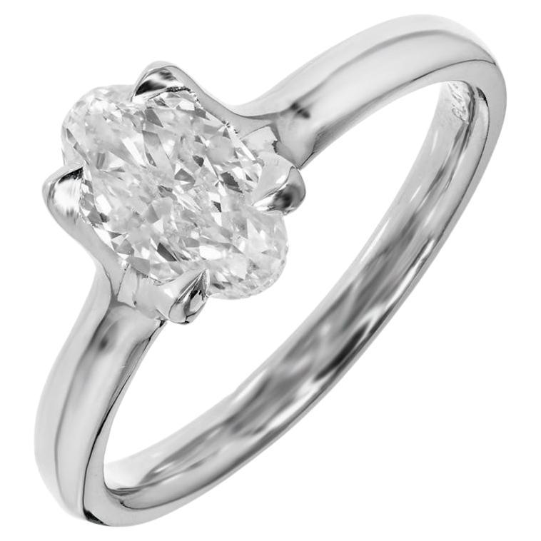 Peter Suchy 1.00 Carat Oval Diamond Solitaire Platinum Engagement Ring  For Sale