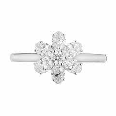 Peter Suchy 1.00 Carat Oval Diamond White Gold Flower Ring
