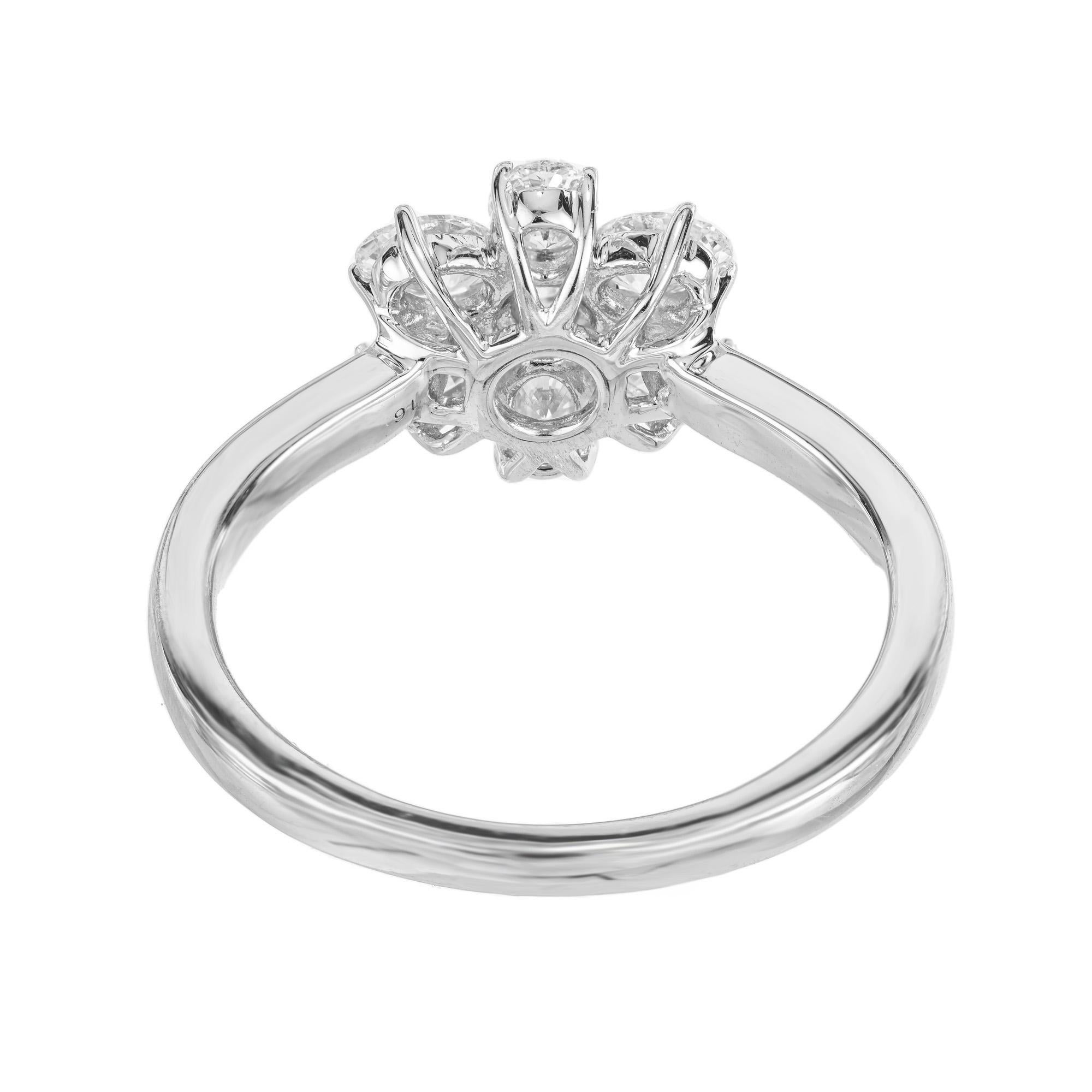 Women's Peter Suchy 1.00 Carat Oval Diamond White Gold Flower Ring For Sale