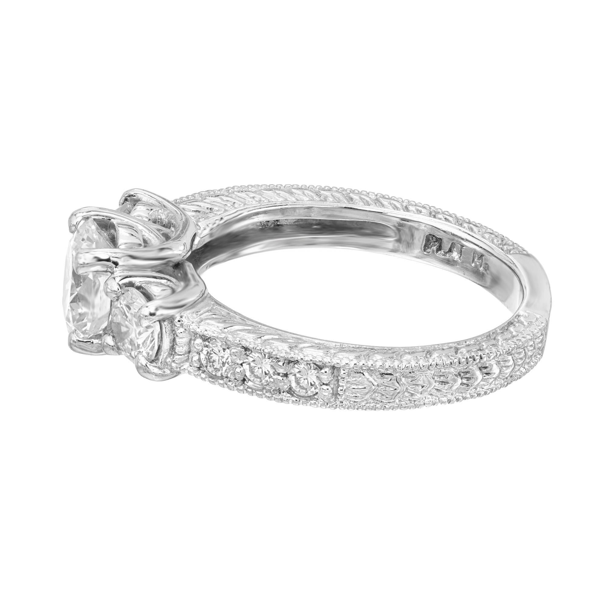 Peter Suchy Bague de fiançailles à trois pierres en platine avec diamants ronds de 1,00 carat en vente 1