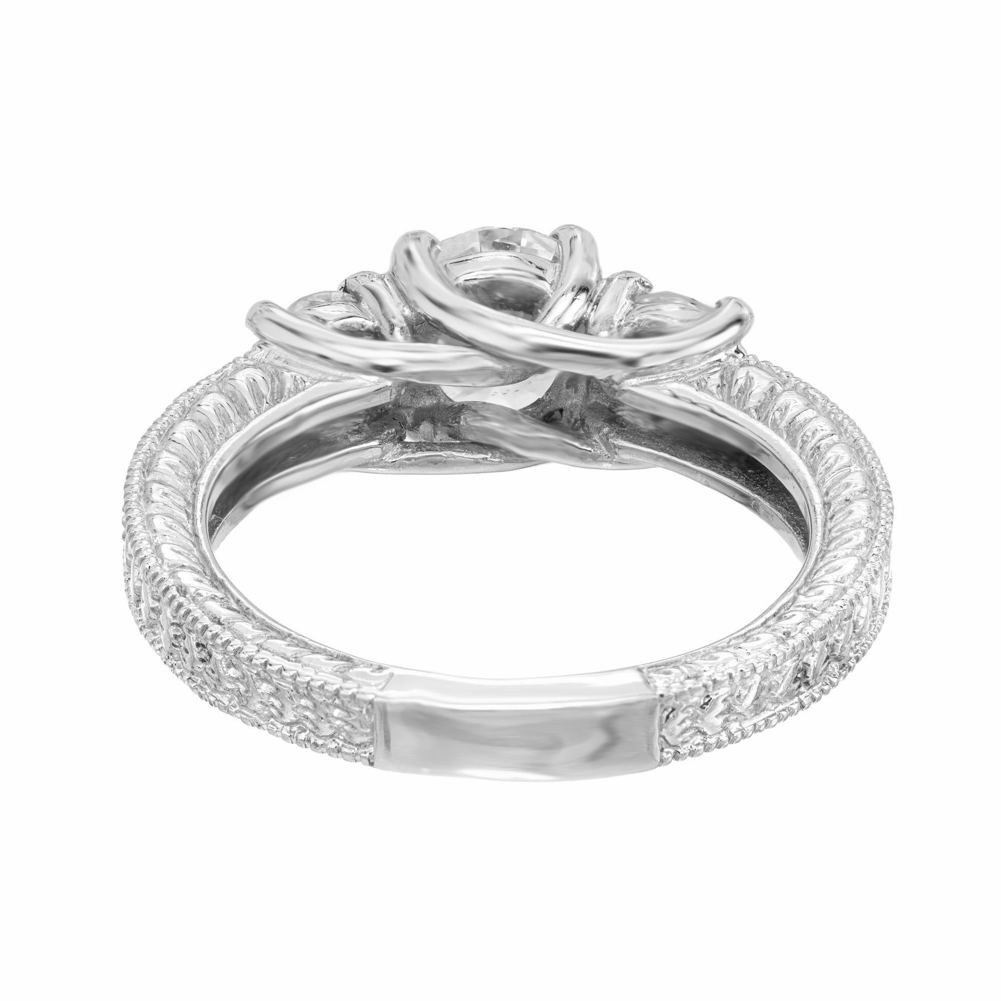 Peter Suchy Bague de fiançailles à trois pierres en platine avec diamants ronds de 1,00 carat en vente 2