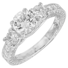 Peter Suchy 1.00 Carat Round Diamond Three-Stone Platinum Engagement Ring