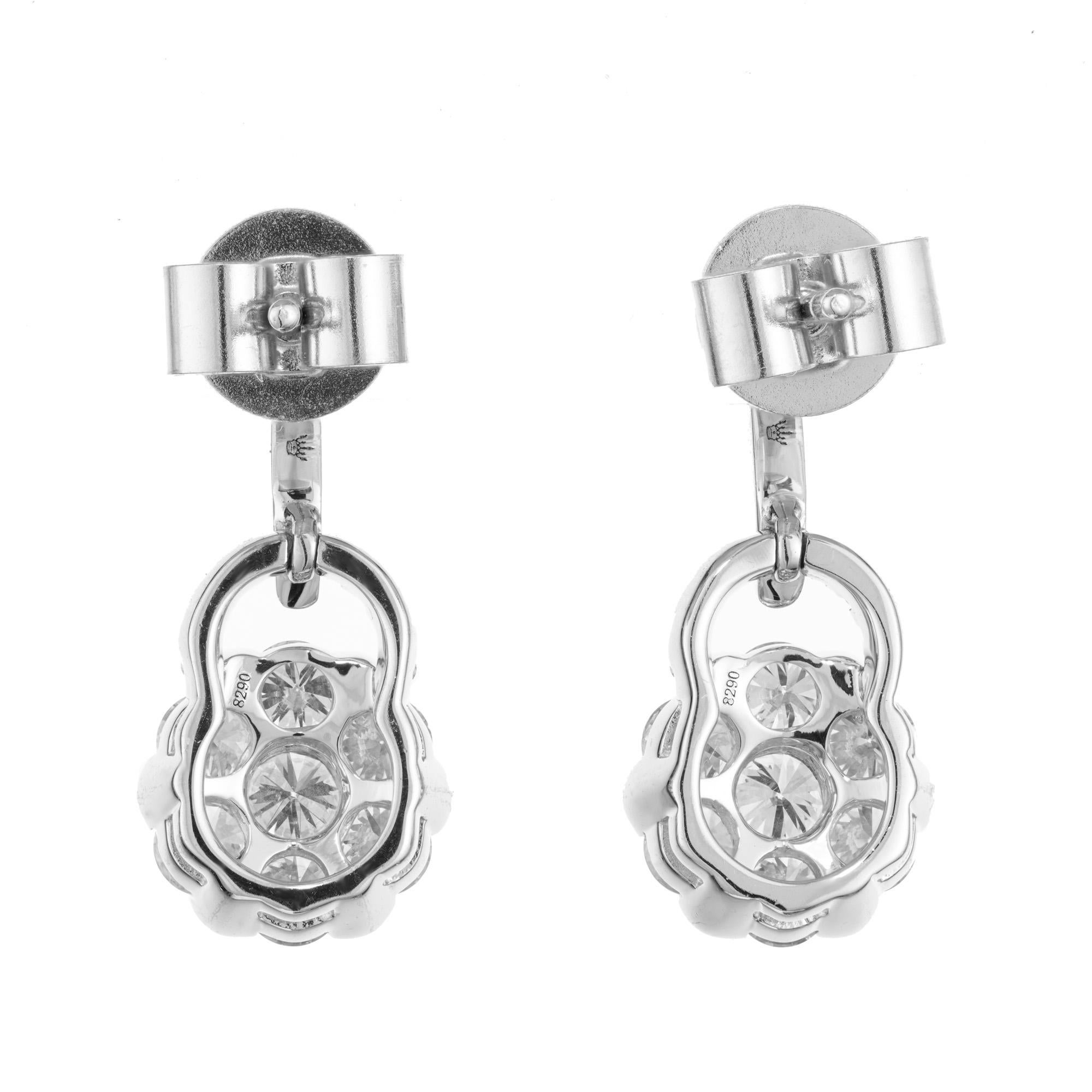 Round Cut Peter Suchy 1.00 Carat Round Diamond White Gold Hinged Dangle Earrings  For Sale
