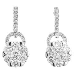 Peter Suchy 1.00 Carat Round Diamond White Gold Hinged Dangle Earrings 