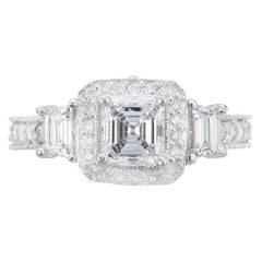 Peter Suchy 1.01 Carat Asscher Diamond Pave Halo Platinum Engagement Ring