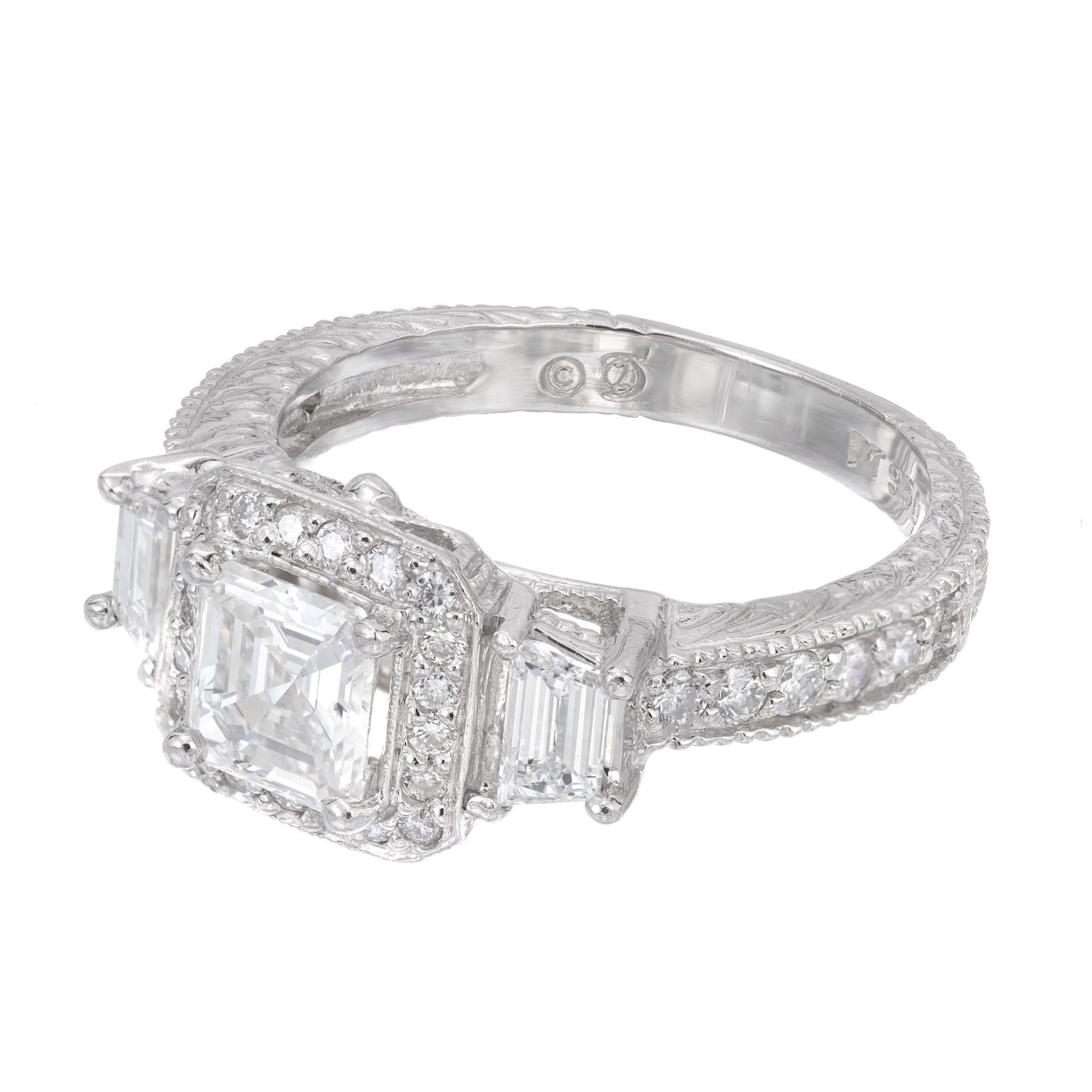 Peter Suchy Bague de fiançailles en platine avec halo de diamants pavés de 1,01 carat Excellent état - En vente à Stamford, CT
