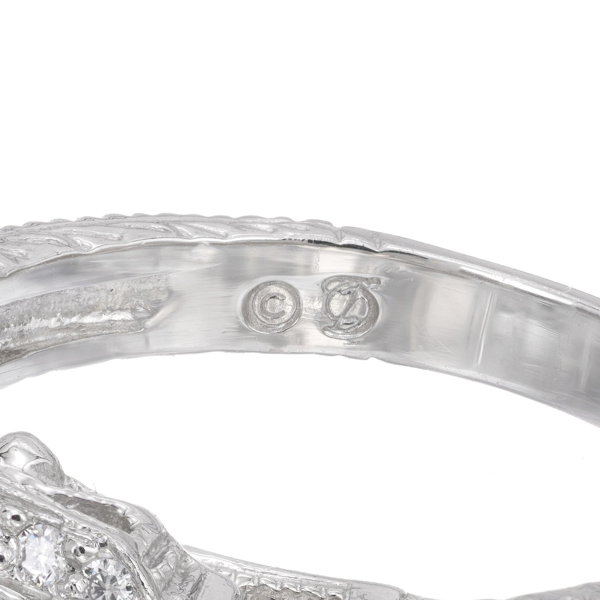 Peter Suchy Bague de fiançailles en platine avec halo de diamants pavés de 1,01 carat en vente 2