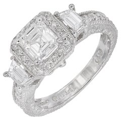 Peter Suchy 1.01 Carat Asscher Diamond Pave Halo Platinum Engagement Ring
