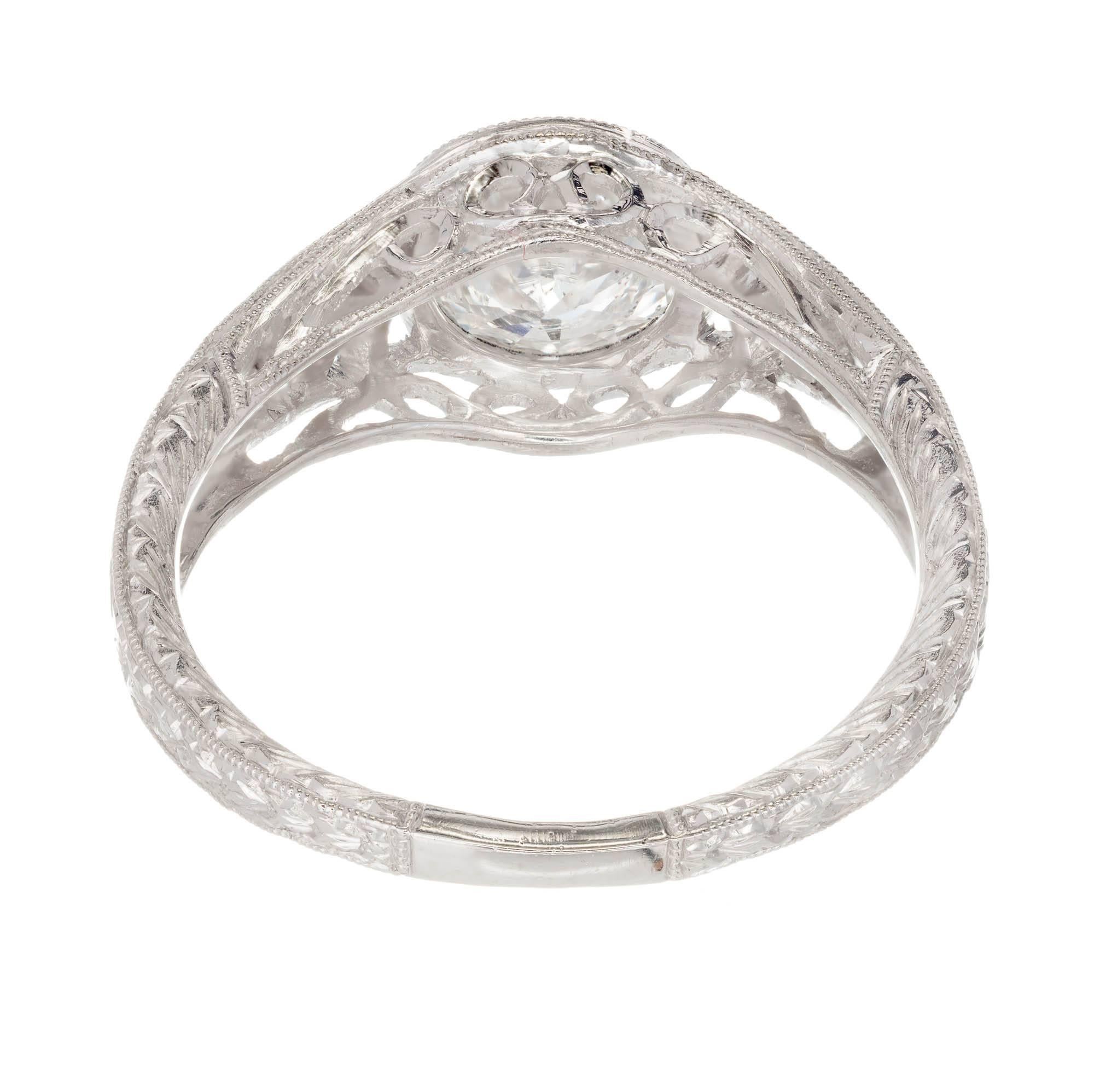 Women's Peter Suchy 1.01 Carat Old European Diamond Platinum Engagement Ring For Sale
