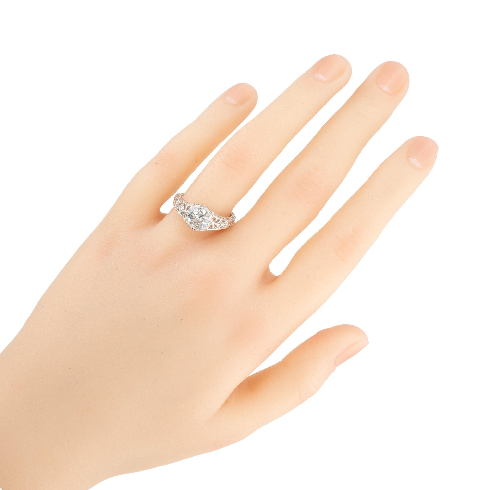 Peter Suchy 1.01 Carat Old European Diamond Platinum Engagement Ring For Sale 1