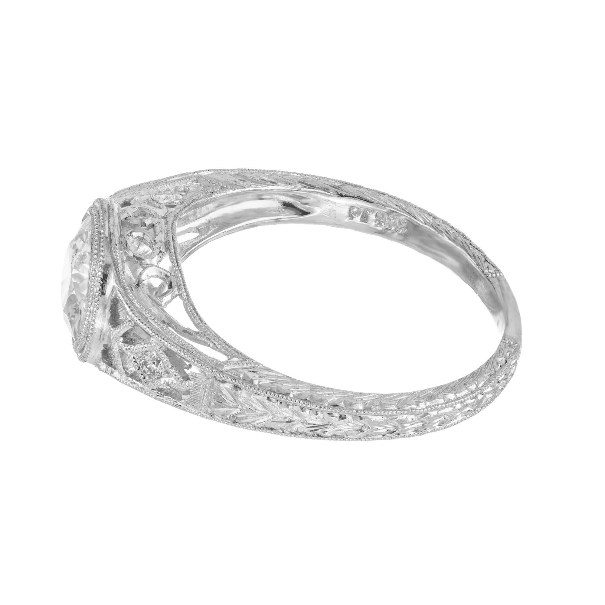 Peter Suchy 1.01 Carat Old European Diamond Platinum Engagement Ring For Sale 2