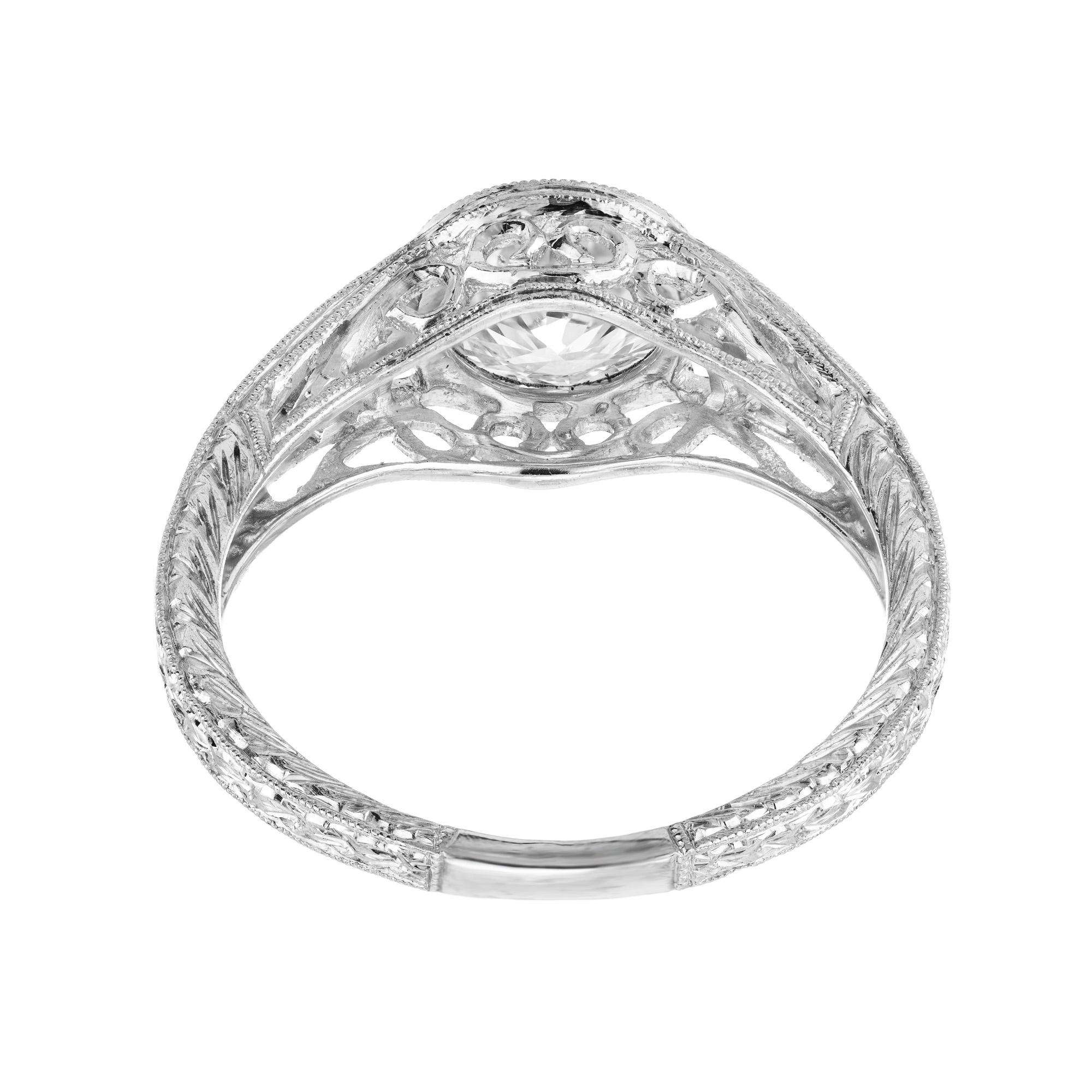 Peter Suchy 1.01 Carat Old European Diamond Platinum Engagement Ring For Sale 3
