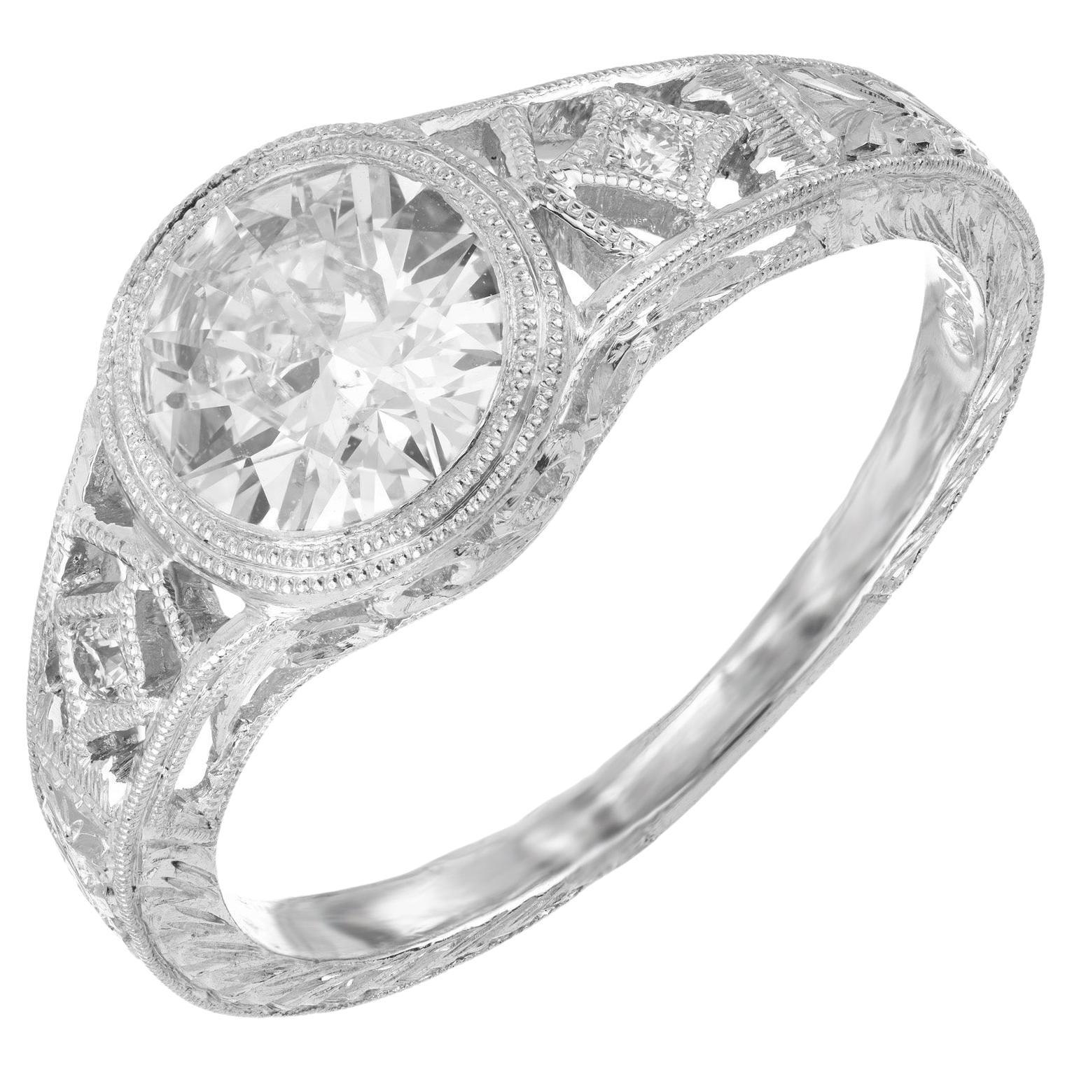 Peter Suchy 1.01 Carat Old European Diamond Platinum Engagement Ring
