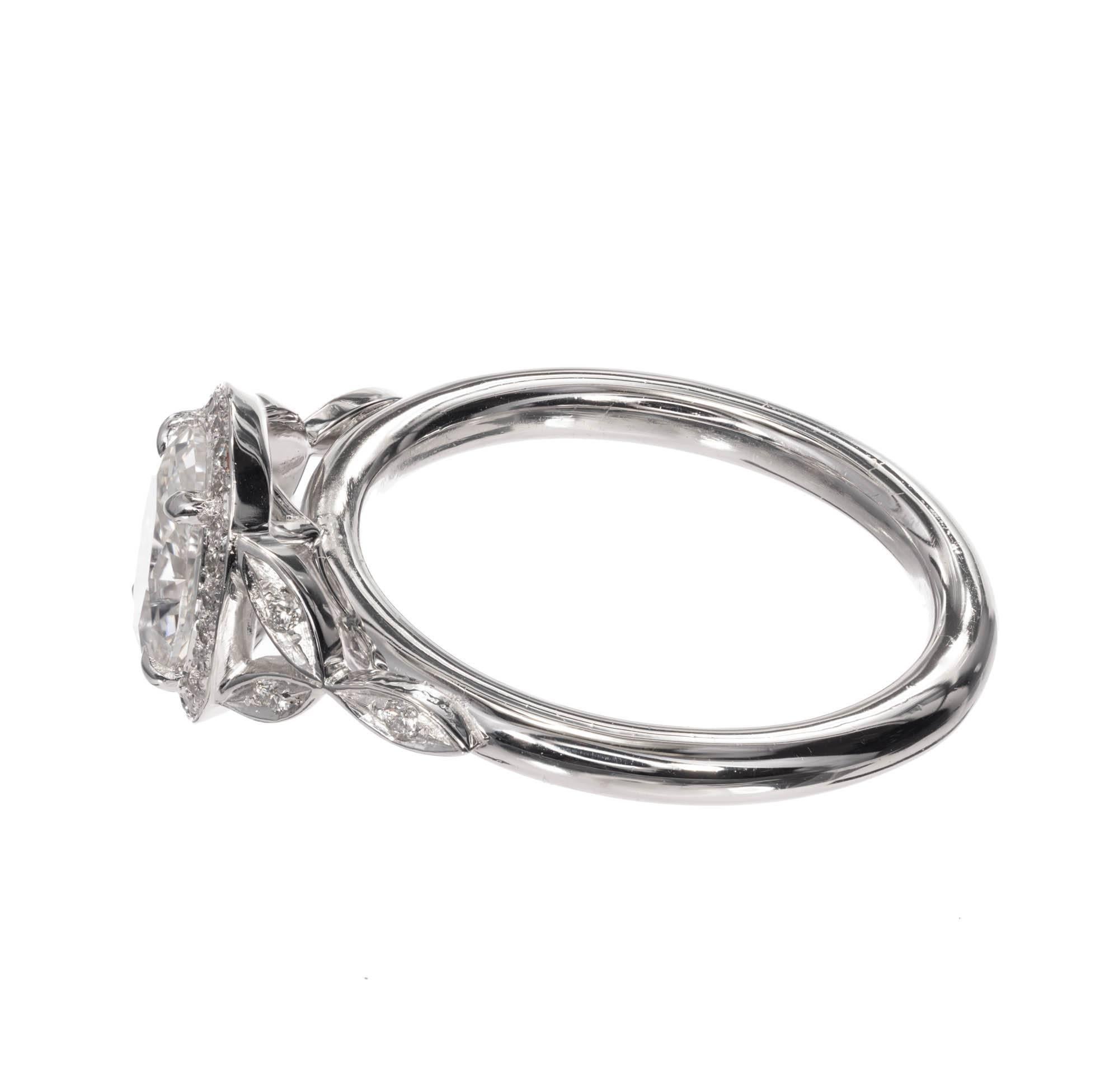 Oval Cut Peter Suchy 1.01 Carat Oval Diamond Halo Engagement Platinum Ring For Sale