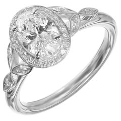 Peter Suchy, bague de fiançailles halo de diamants ovales de 1,01 carat