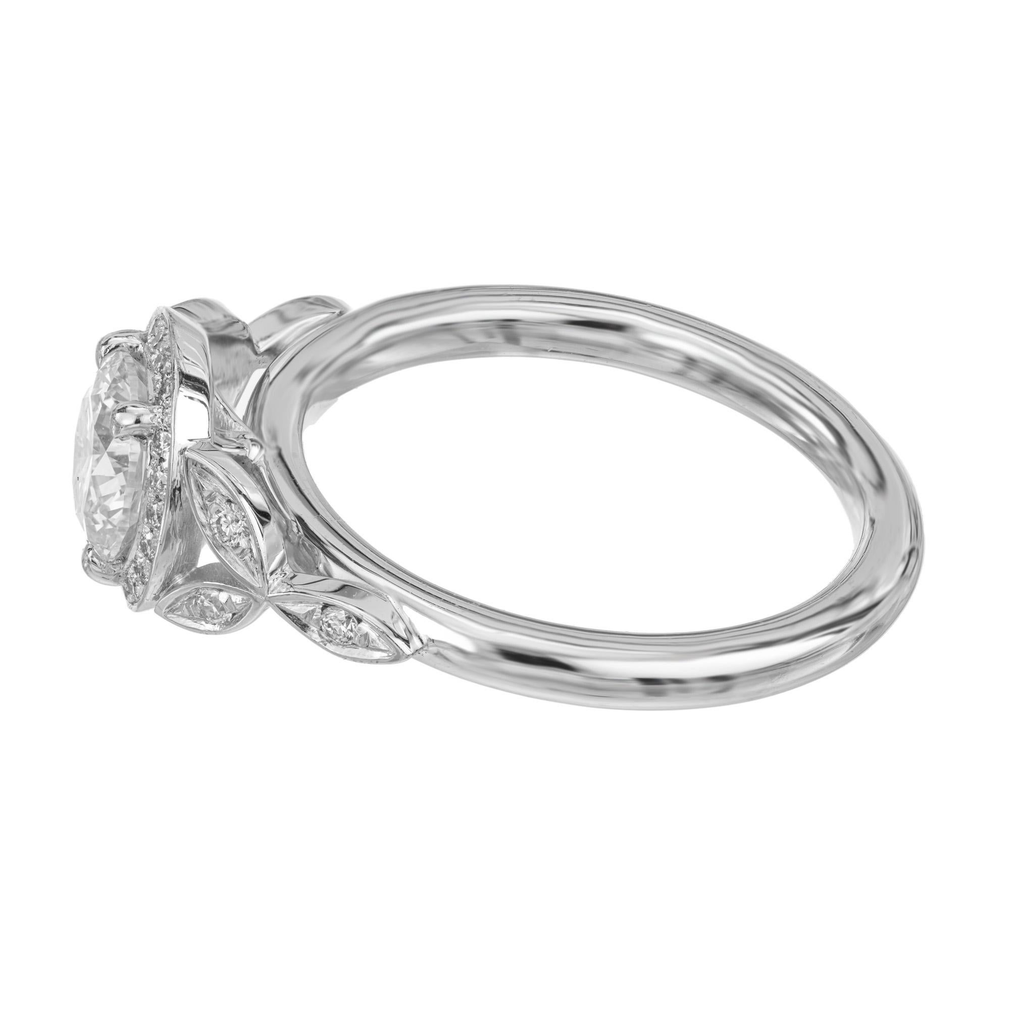 Women's Peter Suchy 1.01 Carat Round Diamond Halo Engagement Platinum Ring For Sale