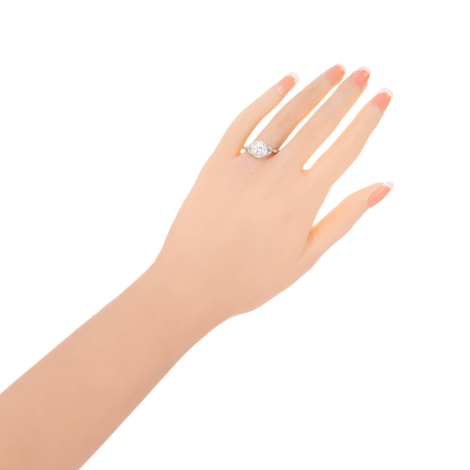 Peter Suchy 1.01 Carat Round Diamond Halo Engagement Platinum Ring For Sale 1