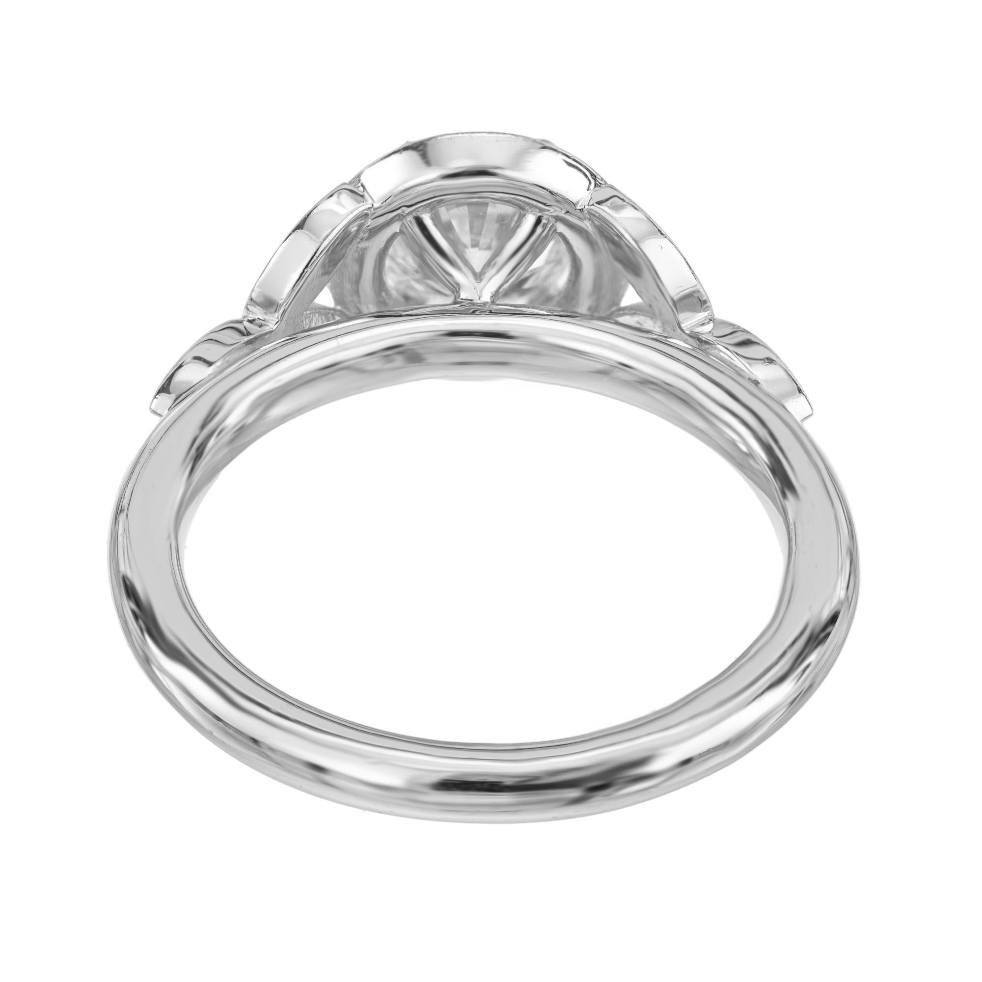 Peter Suchy 1.01 Carat Round Diamond Halo Engagement Platinum Ring For Sale 1