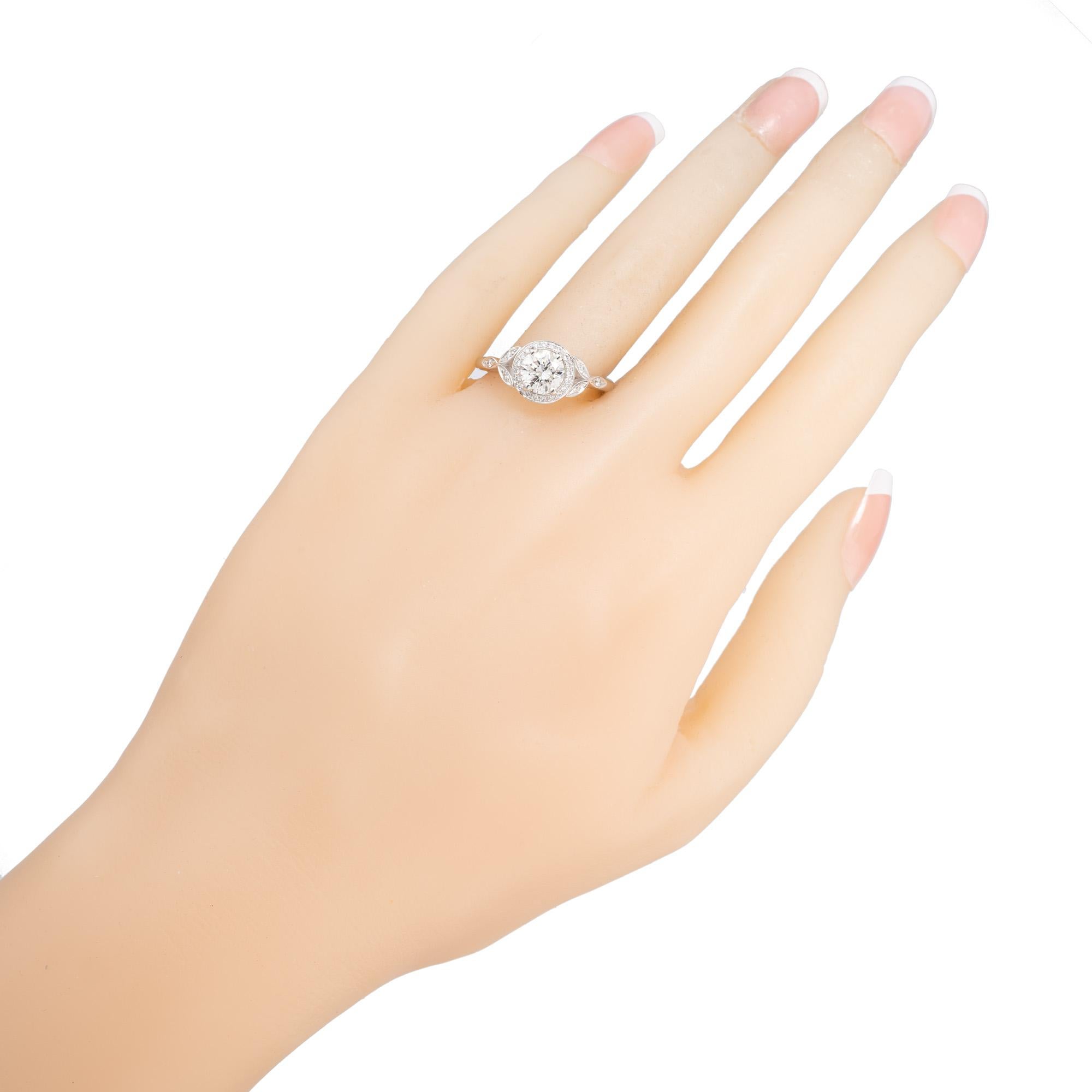Peter Suchy 1.01 Carat Round Diamond Halo Engagement Platinum Ring For Sale 2