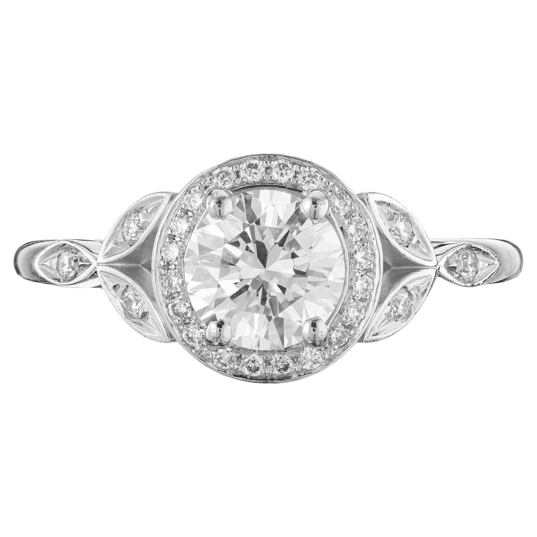 Peter Suchy 1.01 Carat Round Diamond Halo Engagement Platinum Ring