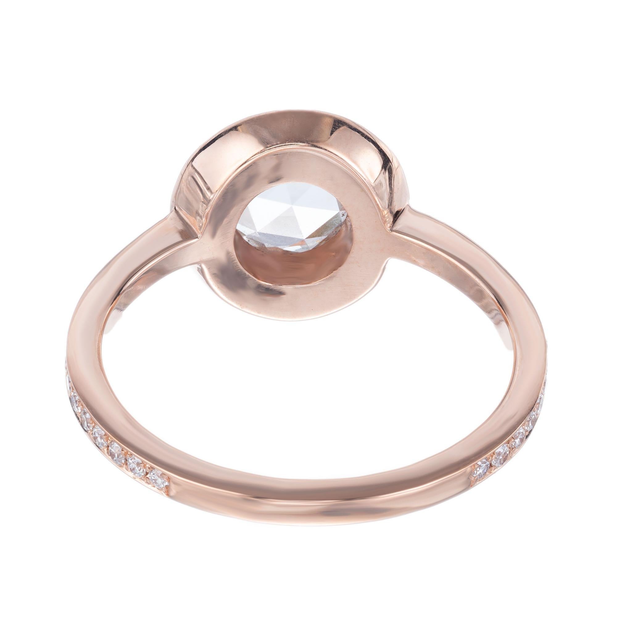 Women's Peter Suchy 1.02 Carat Diamond Rose Gold Halo Engagement Ring For Sale