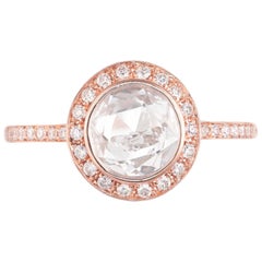 Peter Suchy Anillo de compromiso con halo de diamantes en oro rosa de 1,02 quilates