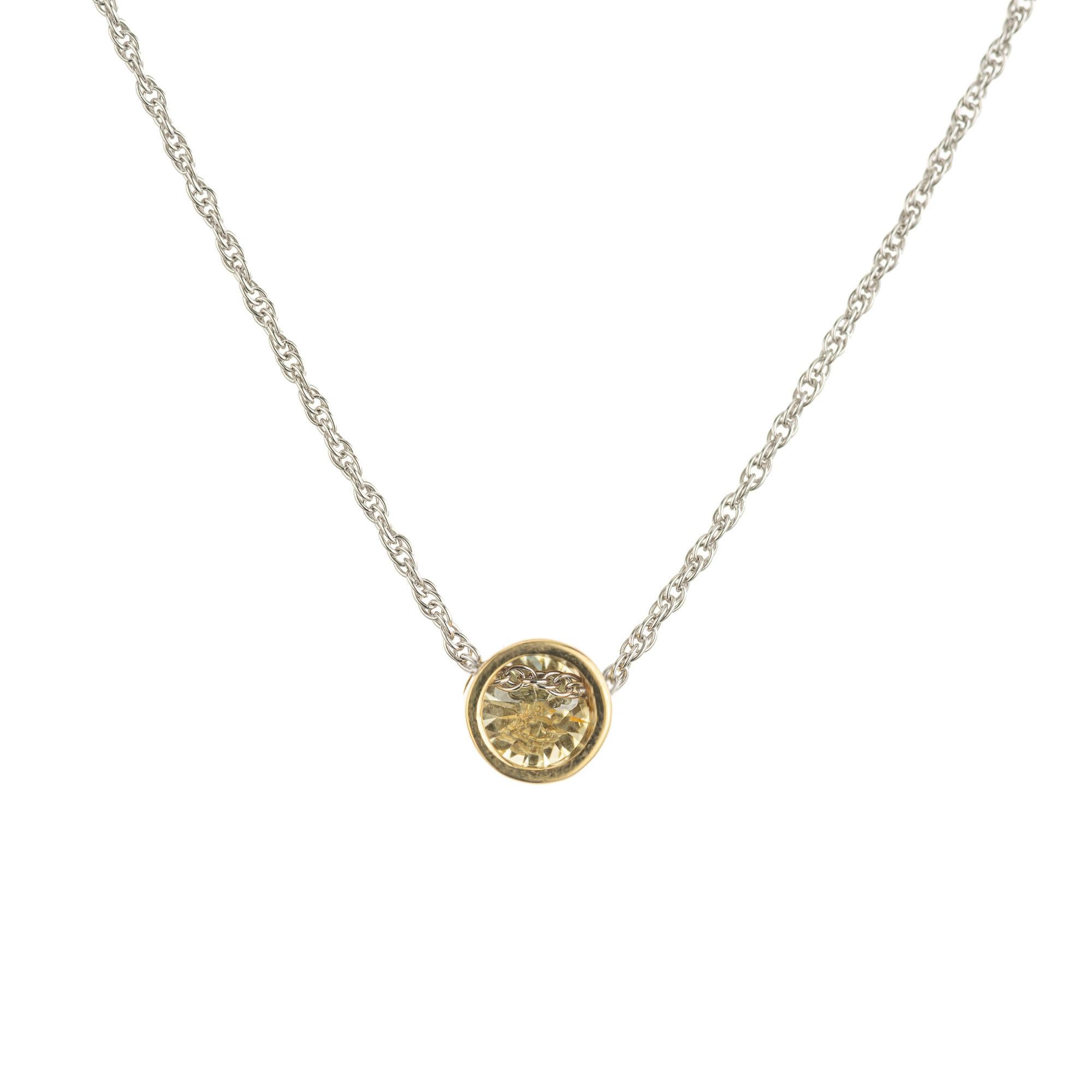 Peter Suchy 1.02 Carat Fancy Yellow Diamond Platinum Pendant Necklace In New Condition For Sale In Stamford, CT