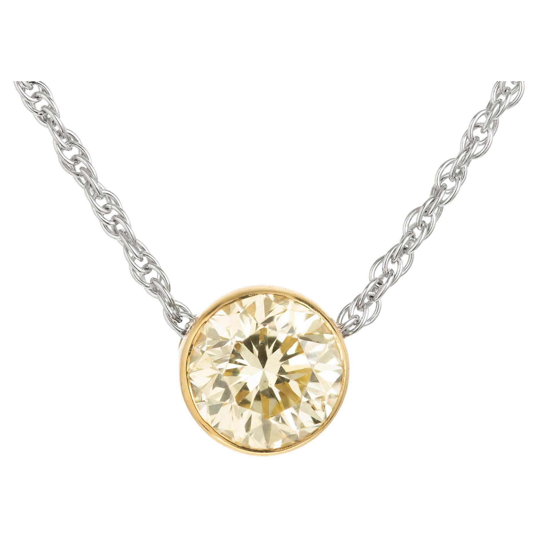 Peter Suchy 1.02 Carat Fancy Yellow Diamond Platinum Pendant Necklace