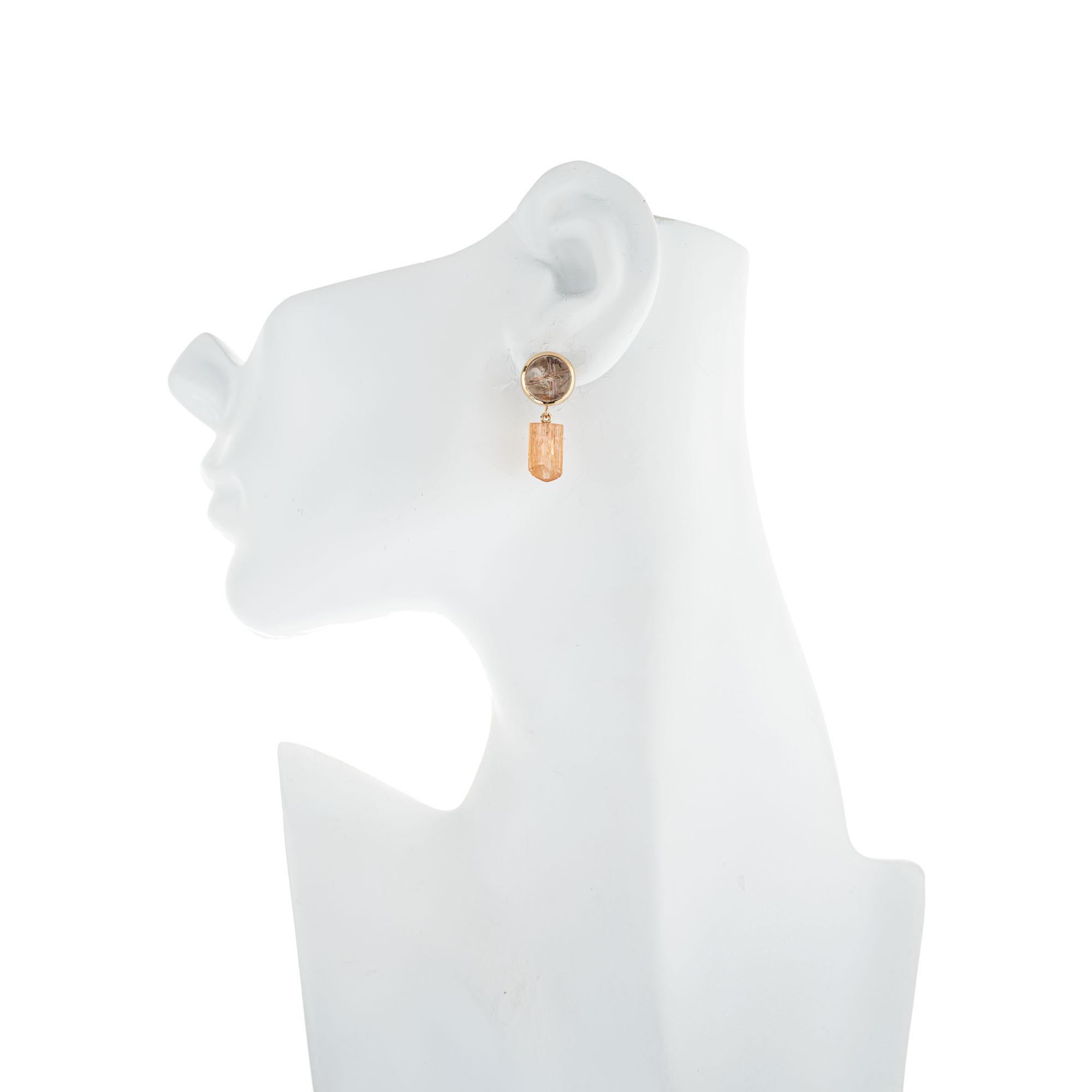 Peter Suchy 10.21 Carat Quartz Crystal Yellow Gold Dangle Earrings In New Condition For Sale In Stamford, CT