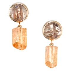 Pendants d'oreilles Peter Suchy en or jaune et cristal de quartz de 10,21 carats