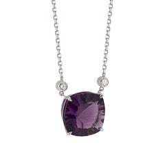 Peter Suchy 10.51 Carat Amethyst Diamond White Gold Pendant Necklace
