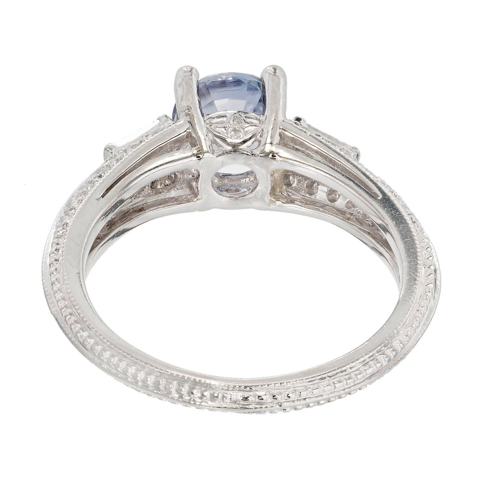 Peter Suchy 1.06 Carat Color Change Sapphire Diamond Platinum Engagement Ring In Good Condition In Stamford, CT
