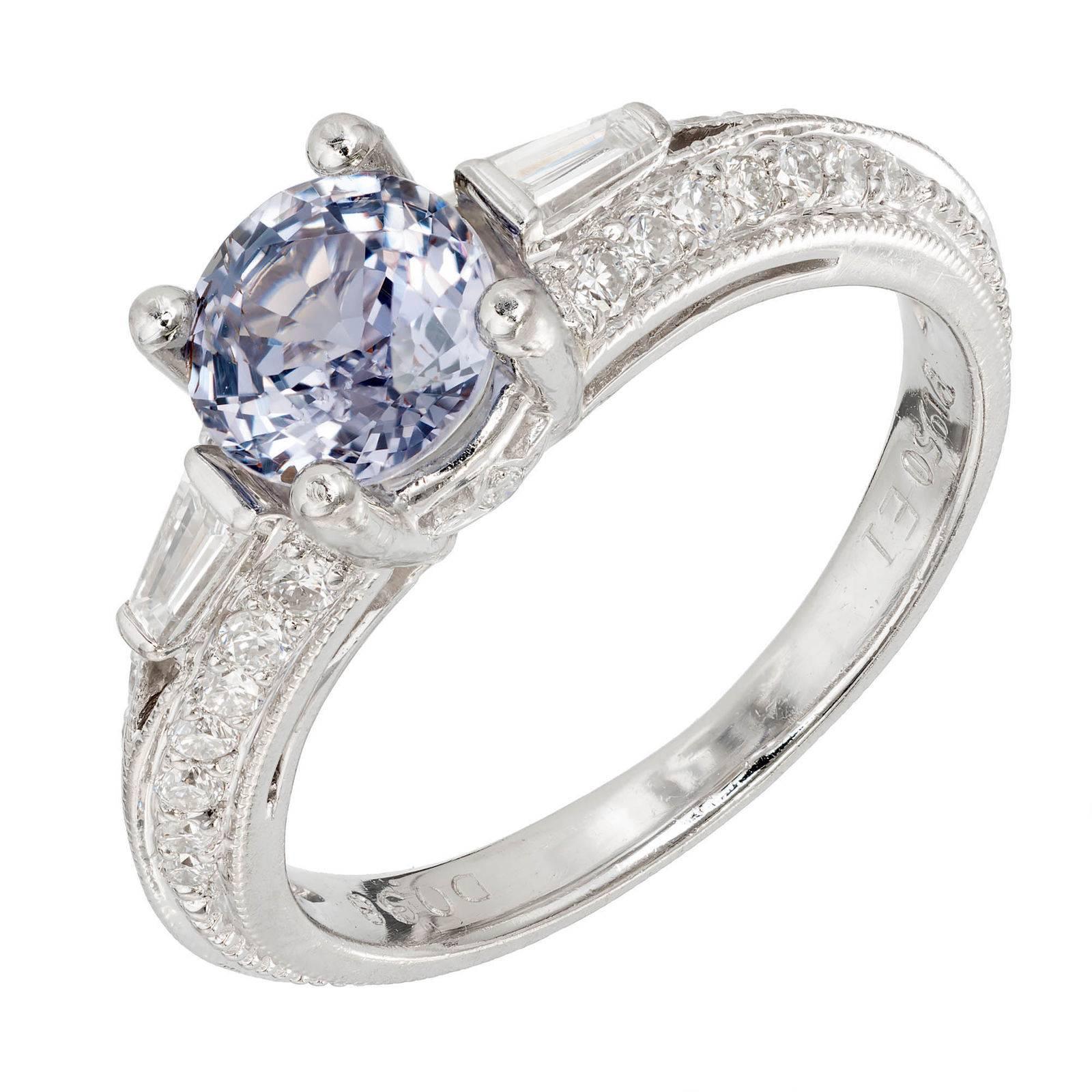 Peter Suchy 1.06 Carat Color Change Sapphire Diamond Platinum Engagement Ring