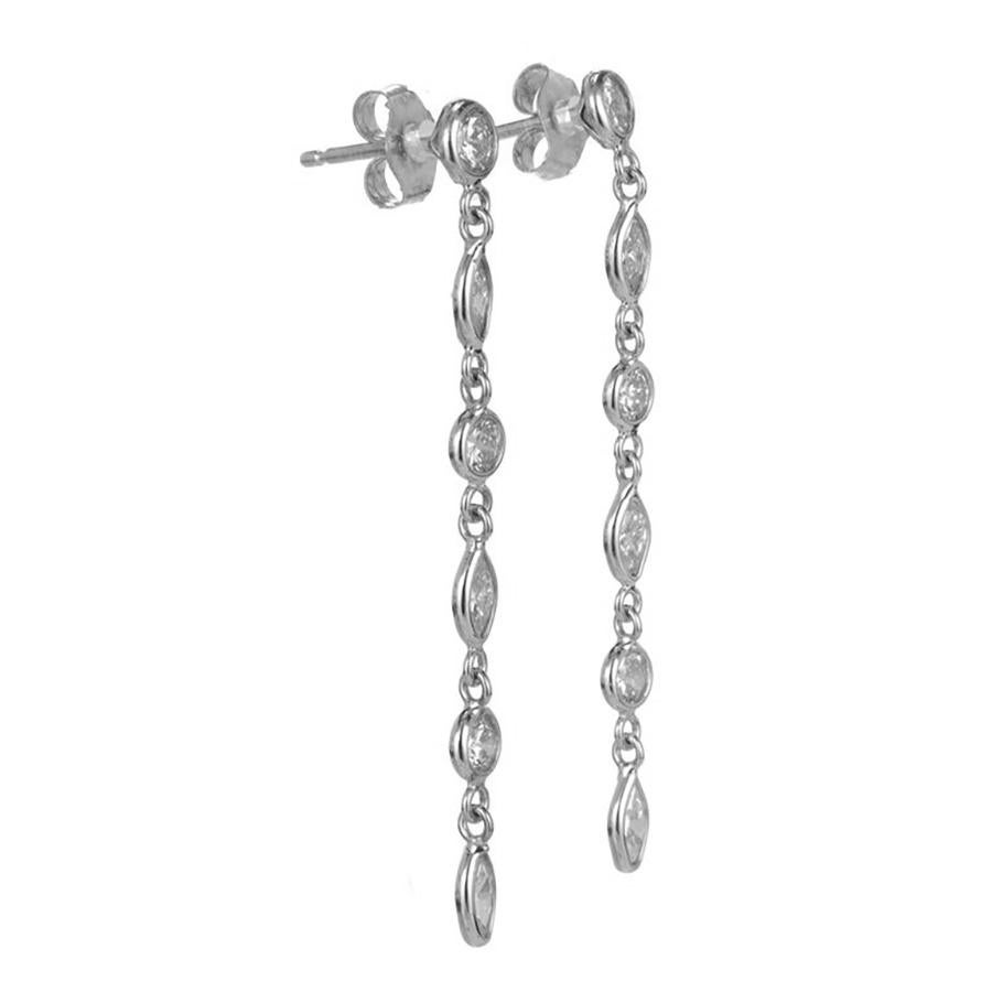 Round Cut Peter Suchy 1.06 Carat Marquise Round Diamond Gold Dangle Drop Earrings For Sale