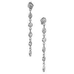 Peter Suchy Pendientes colgantes de oro con diamante redondo marquesa de 1,06 quilates