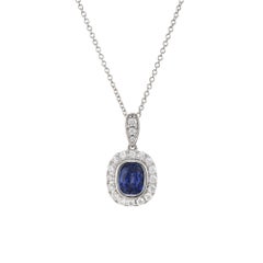 Peter Suchy 1.08 Carat Blue Sapphire Diamond White Gold Pendant Necklace