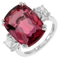 Peter Suchy Bague de fiançailles en platine 10,81 carats Tourmaline coussin Diamant