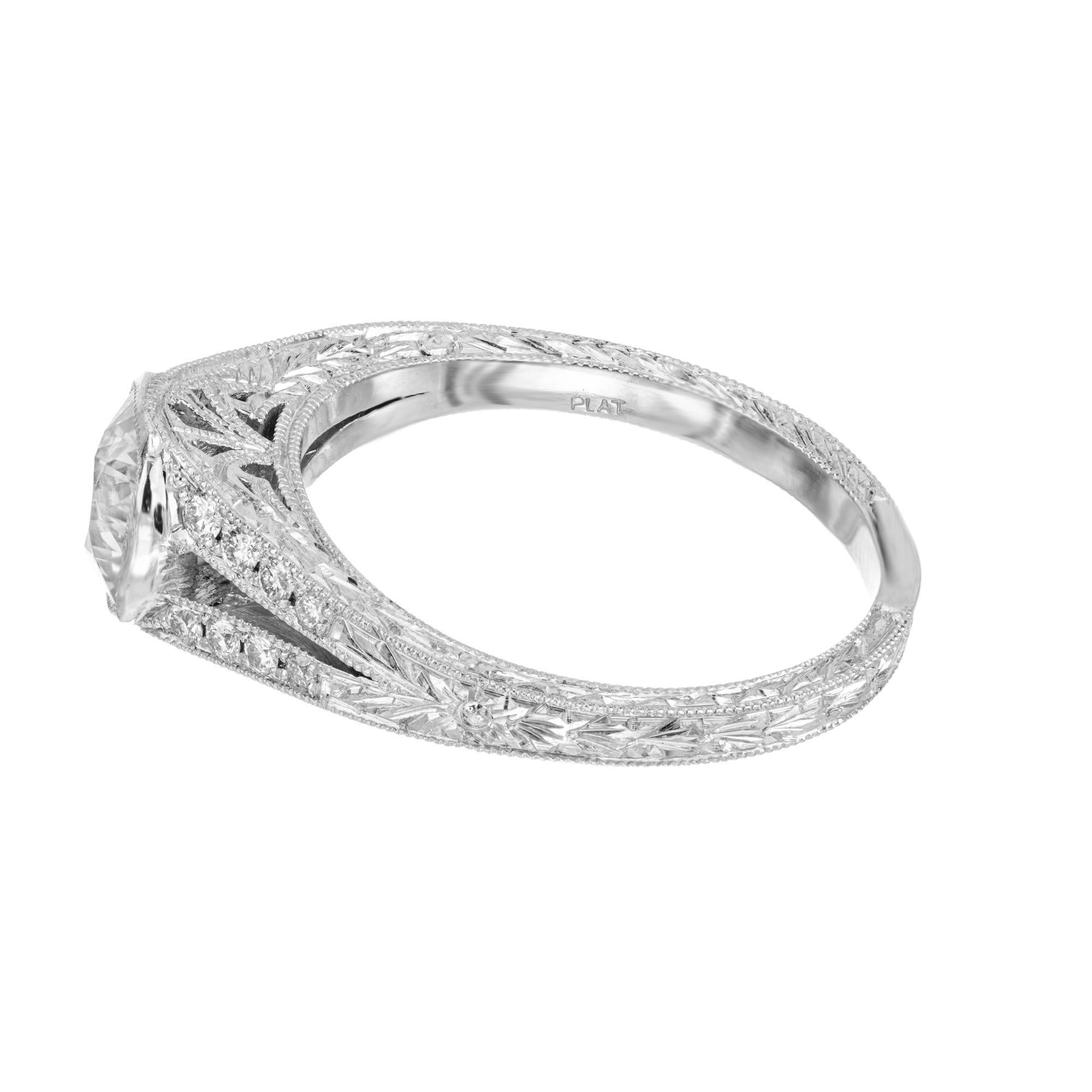 Peter Suchy Bague de fiançailles à tige fendue en platine et diamants de 1,09 carat Pour femmes en vente