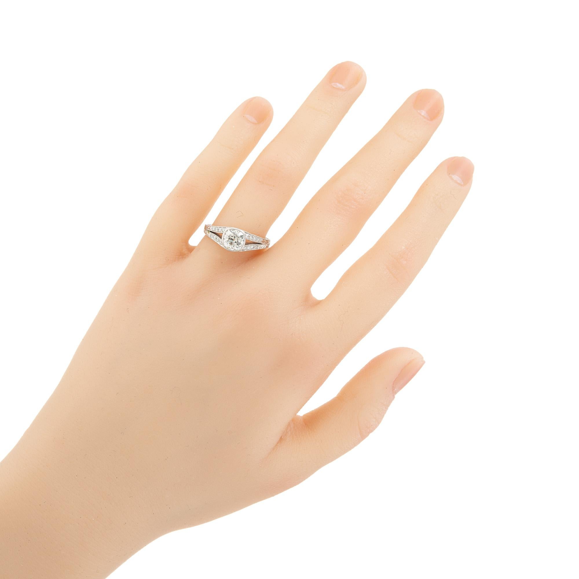 Peter Suchy Bague de fiançailles à tige fendue en platine et diamants de 1,09 carat en vente 3