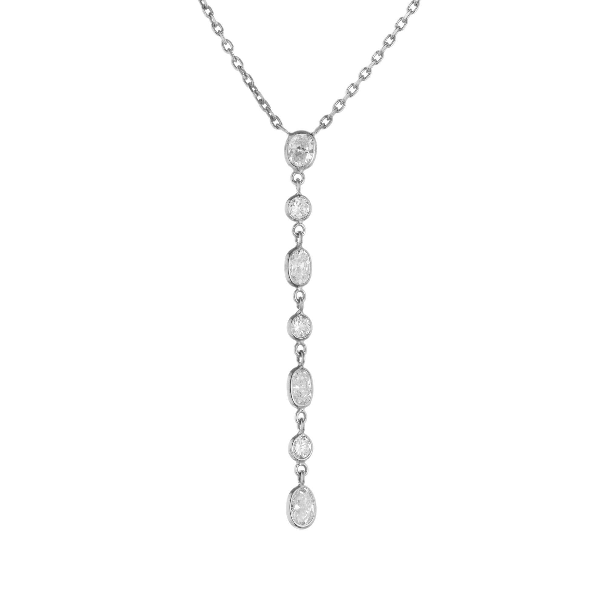 Women's Peter Suchy 1.09 Carat Diamond White Gold Dangle Drop Necklace