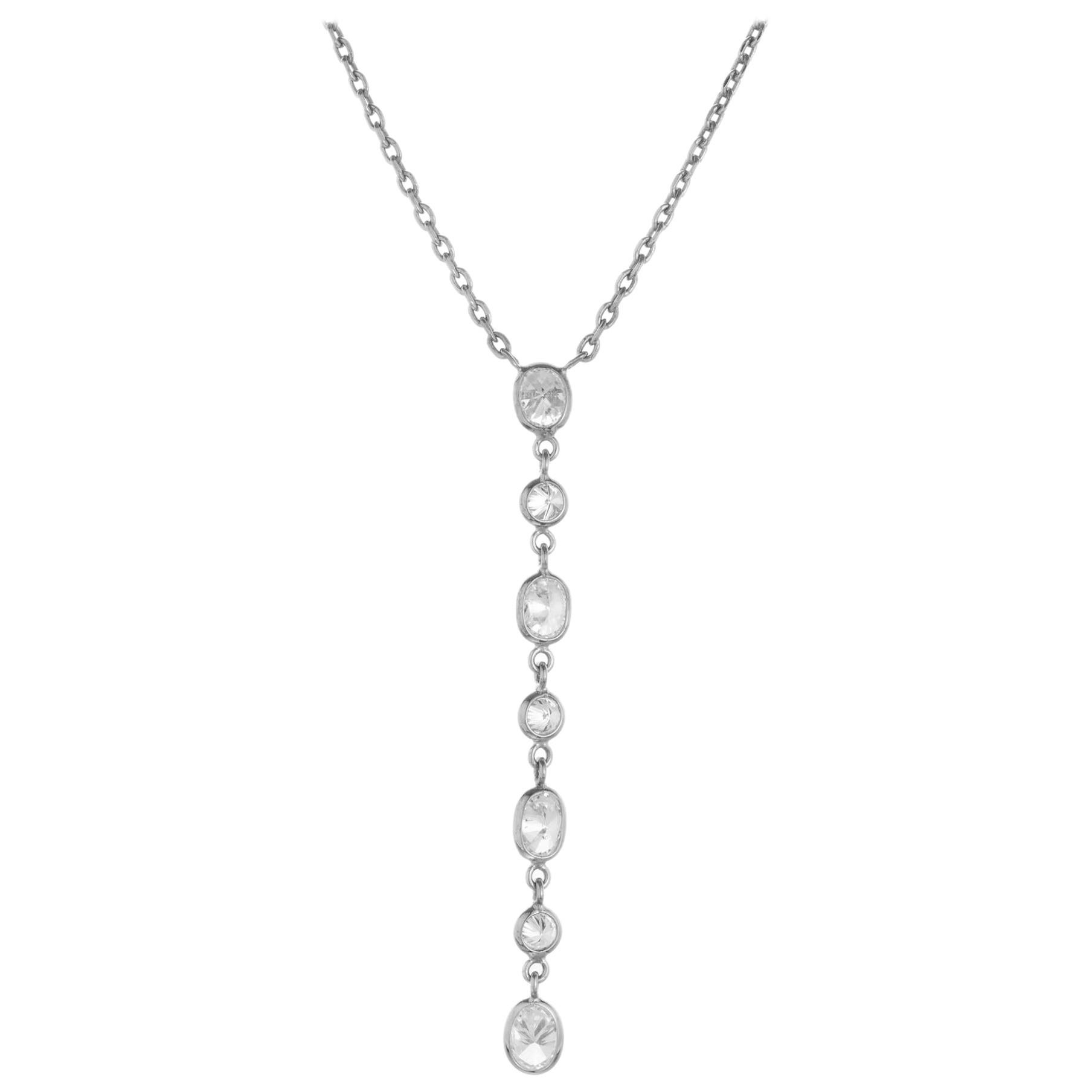 Peter Suchy 1.09 Carat Diamond White Gold Dangle Drop Necklace