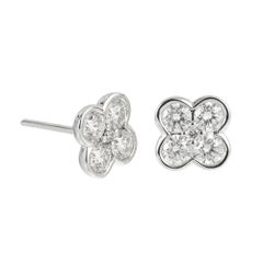 Peter Suchy 1.10 Carat Diamond White Gold Flower Petal Earrings