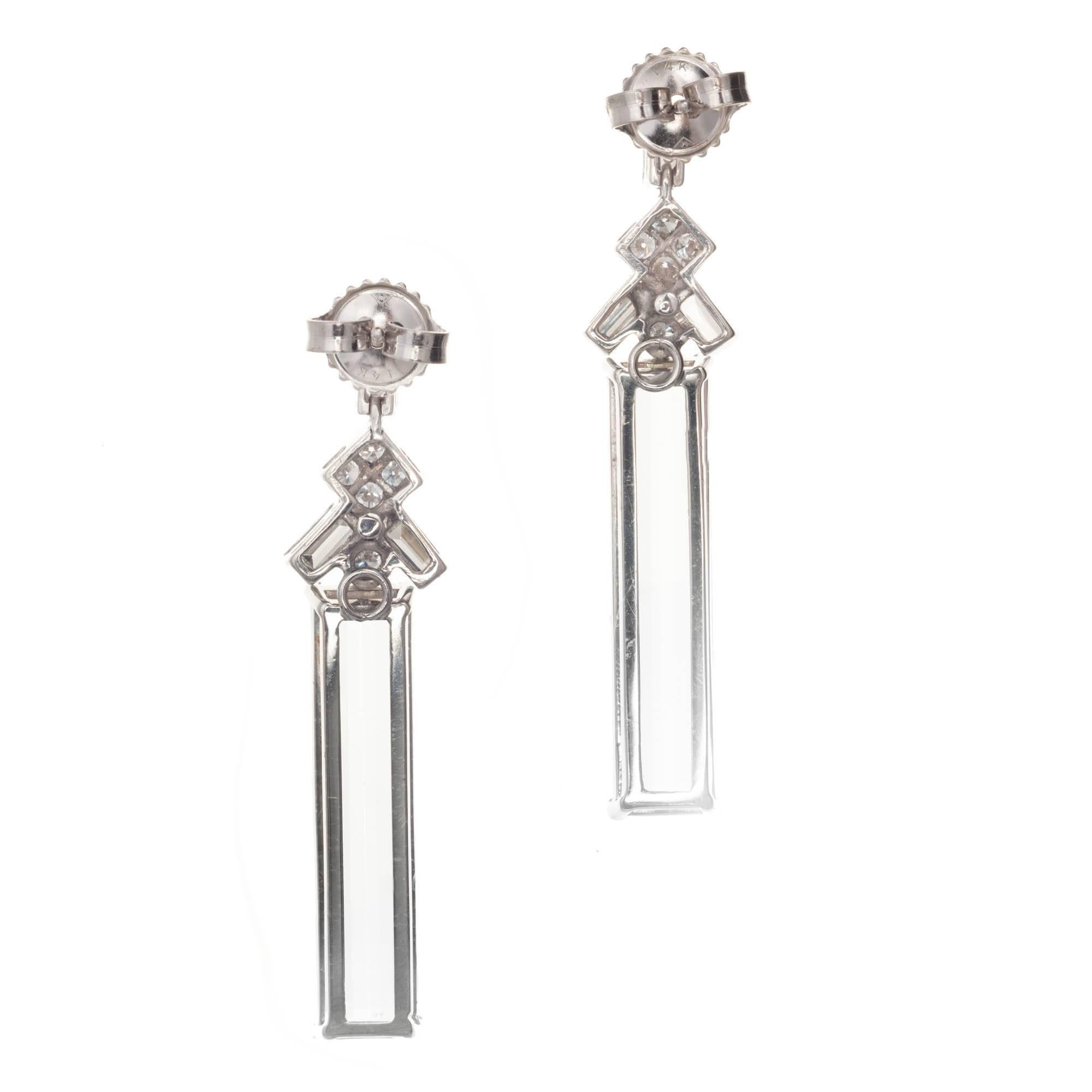 Women's Peter Suchy 11.14 Carat Emerald Cut Aqua Diamond Gold Dangle Earrings