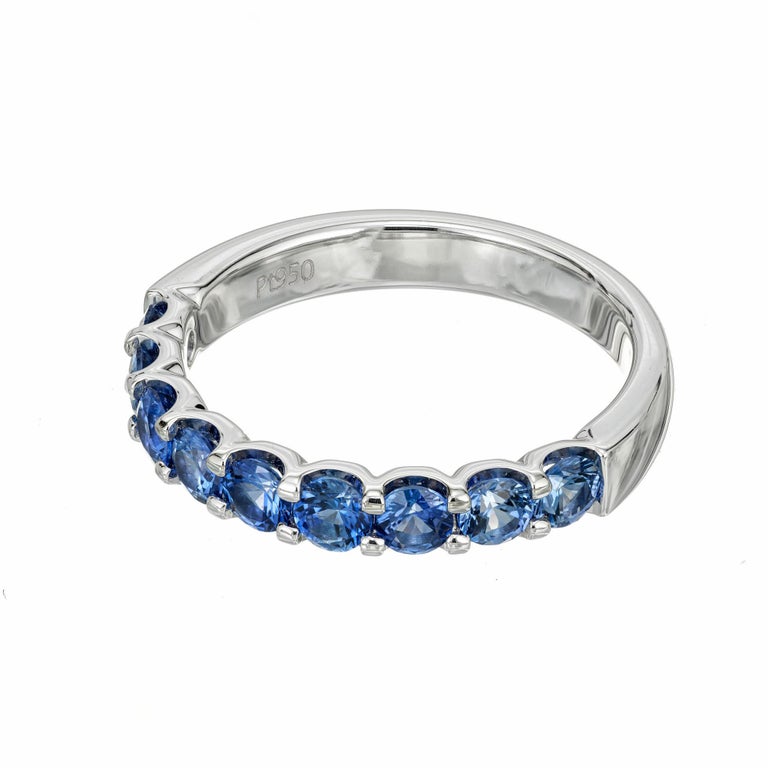 Peter Suchy 1.12 Carat Blue Sapphire Platinum Wedding Band Ring For ...
