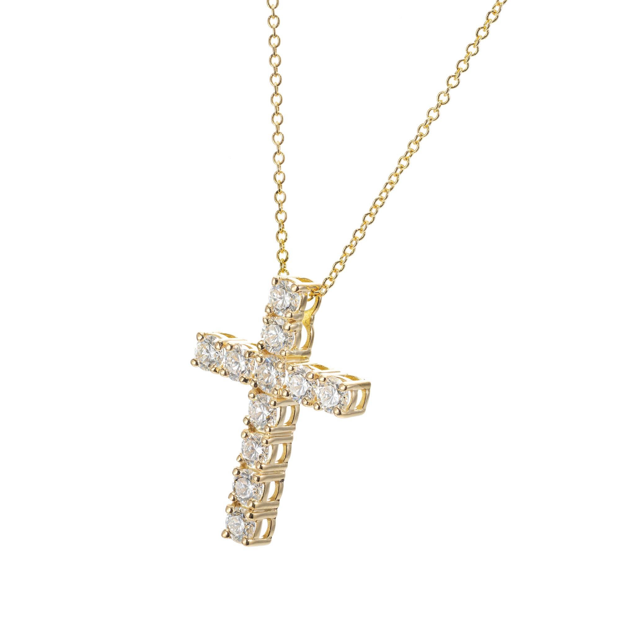 Peter Suchy 1.15 Carat Diamond Yellow Gold Cross Pendant Necklace 1